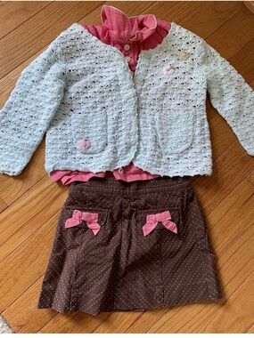 Janie And Jack 3-6mo Girls Sweater, Top And Skirt Set